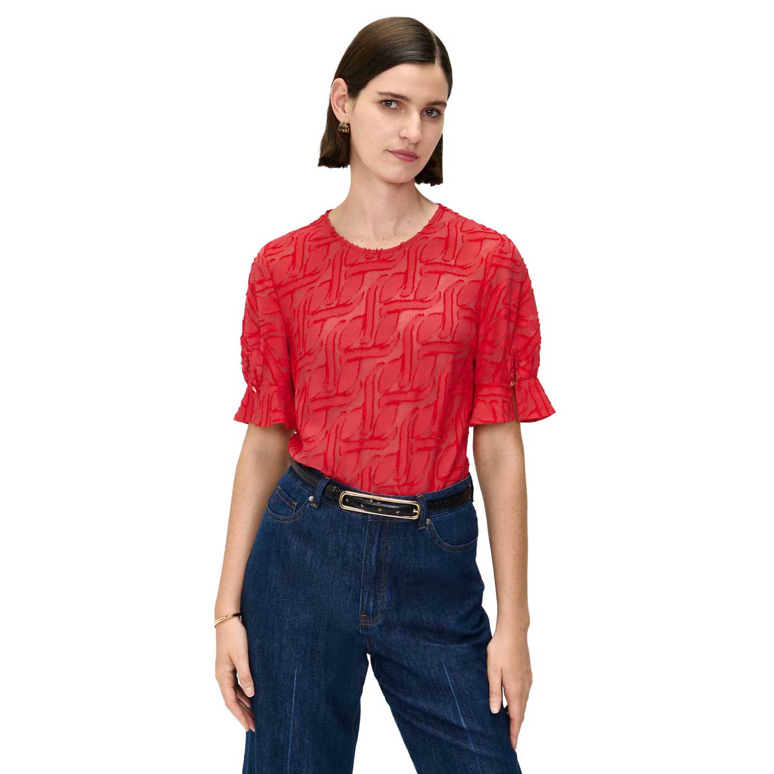 Veronika Maine European Burnout Blouson Sleeve Top